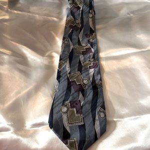 HALSTON vintage tie EUC blues and eggplant